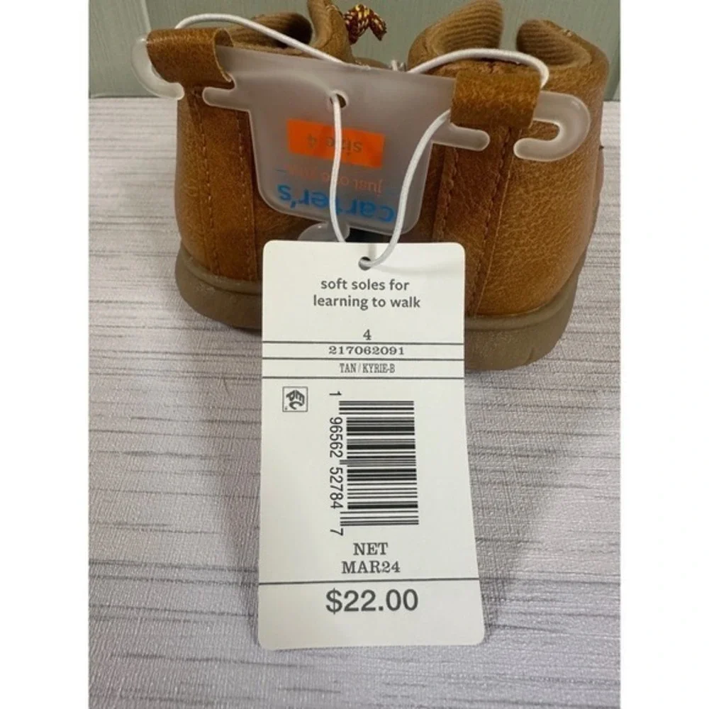 Carters Just One You Size 4 Kyrie-B Tan Faux Leather Chukka Boots Kids NEW